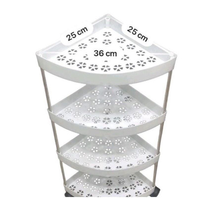 Kệ góc tường tam giác 4 tầng có bánh xe di chuyển