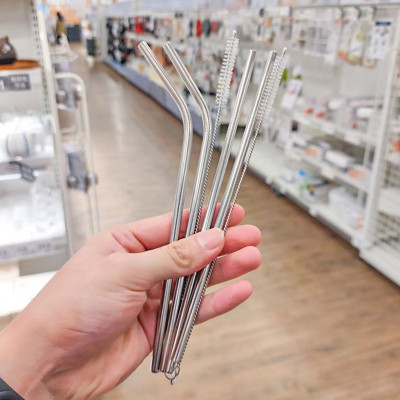 Bộ 4 Ống Hút Inox (Ống Hút inox sus 304) -Tặng cọ vệ sinh