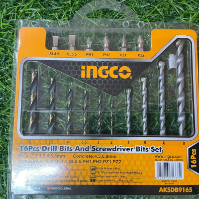BỘ 16 MŨI KHOAN KIM LOẠI VÀ MŨI BẮT VÍT INGCO AKSDB9165 - HÀNG CHÍNH HÃNG