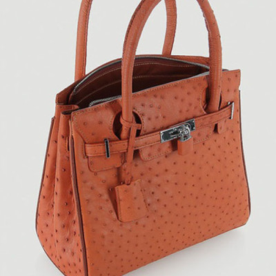 Túi xách da đà điểu Huy Hoàng cao cấp màu nâu đỏ HT6440