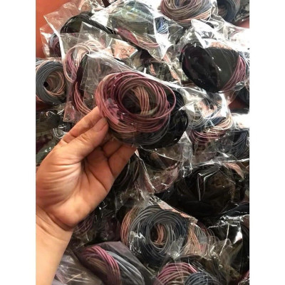 Combo 5 Set 100 dây chun buộc tóc trơn nhiều màu co giãn tốt đựng trong túi zip tiện lợi, có thể tái sử dụng Nhung Voi Nữ