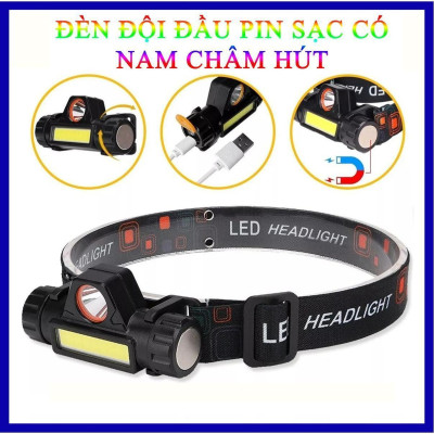 Đèn Pin Đội Đầu Nhỏ Gọn Pin Sạc Siêu Sáng Có Nam Châm Hút