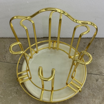 Giá úp cốc tròn INOX mạ vàng có khay nhựa hứng nước - ANTH337