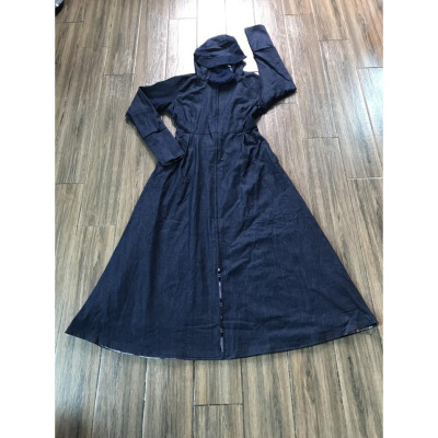 Áo chống nắng nữ toàn thân vải bò jean 2 lớp dáng xòe không xẻ sau che kín chân thoáng mát mẫu mới 2022