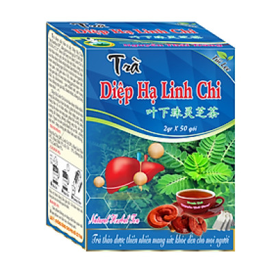 Trà Diệp Hạ Linh Chi (Hộp 50 Túi Lọc x 2g) -  Hỗ Trợ Viêm Gan B , Mỡ Máu- Nguyên Thái Trang - Thảo Dược Thiên Nhiên - Tốt Cho Sức Khỏe