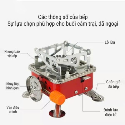 Bếp ga gấp gọn, Bếp Ga Mini Đi Du Lịch, Dã Ngoại Gấp Gọn Đa Năng Tiện Lợi Camping Picnic Cắm Trại