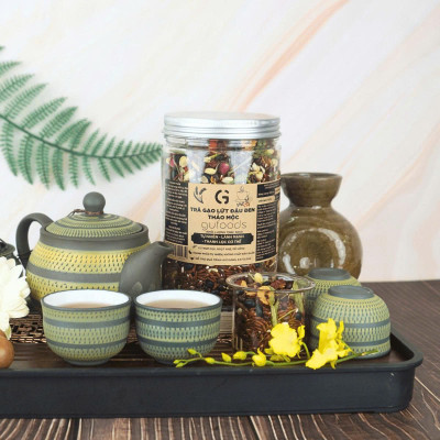 Combo 3 Hộp Trà Gạo Lứt Đậu Đen Gufoods Vị Thảo Mộc, Khổ Qua Rừng, Cúc Long Nhãn (Mỗi Hộp 500g) - Thanh Mát, Ngủ Ngon, Giải Nhiệt, Tốt Cho Sức Khỏe