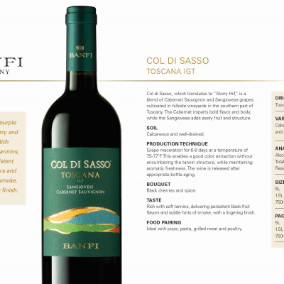 Rượu vang đỏ Ý Banfi, Col Di Sasso, IGT Tuscany