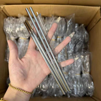 Bộ 4 Ống Hút Inox (Ống Hút inox sus 304) -Tặng cọ vệ sinh