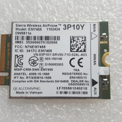 Card WWAN 4G Sierra Wireless Dell DW5811e - EM7455 dùng cho laptop Dell E5270, E7270, E7470, E5470, Precision 15 - Hàng nhập khẩu