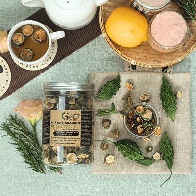 Trà khổ qua rừng (mướp đắng rừng) GUfoods (Vị nguyên chất / Vị Gạo lứt thảo mộc) - Mát gan, Giải nhiệt, Thanh lọc cơ thể, Thư giãn tinh thần, Cải thiện giấc ngủ
