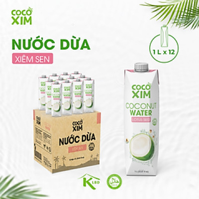 THÙNG 12 Hộp Nước dừa đóng hộp Cocoxim Sen dung tích 1000ml/Hộp