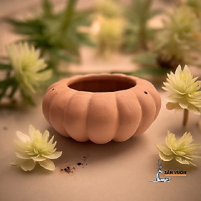 Chậu Treo Gốm Đất Nung Hình Bí Ngô