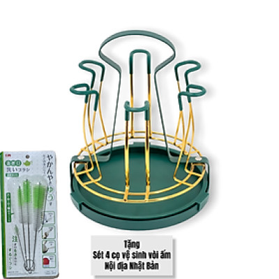 GIÁ ÚP LY CỐC KIM LOẠI MÀU VÀNG - YELLOW GREEN CÓ ĐĨA HỨNG NƯỚC - ( TẶNG SÉT 04 CỌ VỆ SINH VÒI ẤM NỘI ĐỊA NHẬT BẢN )