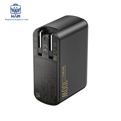 Củ sạc hàng chính hãng WiWU Warrior GaN 100W (3C1A) Wi-U022W: Sạc nhanh laptop, điện thoại, kèm đầu chuyển đa quốc gia