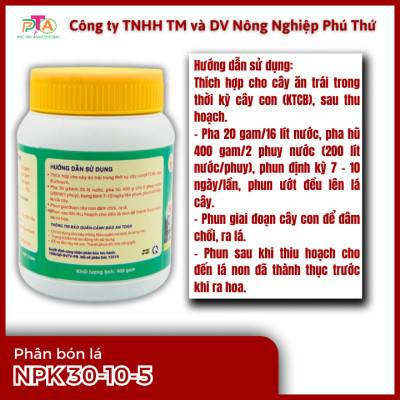 Phân Bón Lá Đầu Trâu MK 30-10-5 (Cây Ăn Trái) 400g