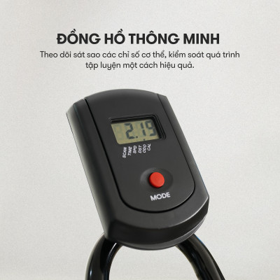 Xe đạp tập thể dục tại nhà Kingsport BK-5806, tích hợp đồng hồ thông minh đo nhịp tim và các thông số khi tập luyện, cân nặng phù hợp từ dưới 70-75kg