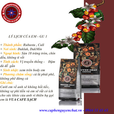 Cà phê xay nguyên chất GU 1 Vietnamese Cofee Style No.1 vị đắng đậm, hương thơm nhẹ, hậu vị ngọt - 250g