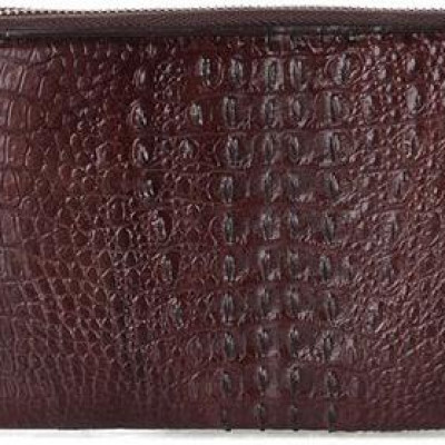 Ví nữ da cá sấu Huy Hoàng nhiều ngăn đầu cá sấu màu nâu đất HT3726