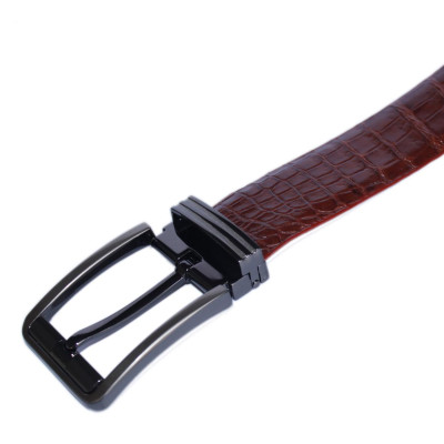 HJ4757-58-59-60 - Thắt lưng nam da cá sấu Huy Hoàng nguyên con bụng 4P đầu kim màu đen, nâu đất, nâu đỏ, vàng bò