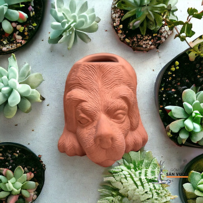 Chậu Gốm Đất Nung Hình Cún  Dài 27cm X Cao 15cm