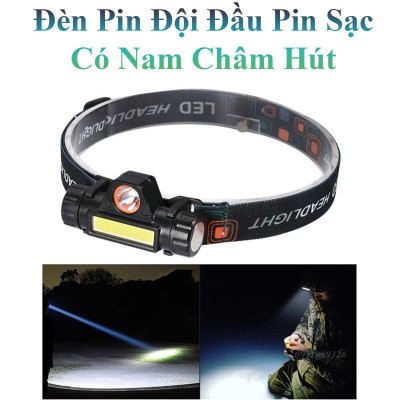 Đèn Pin Đội Đầu Nhỏ Gọn Pin Sạc Siêu Sáng Có Nam Châm Hút