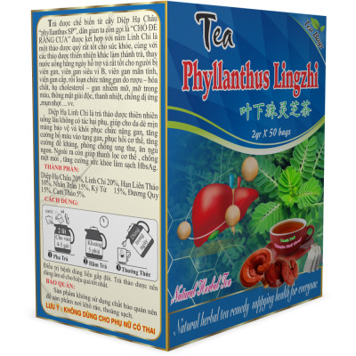 Trà Diệp Hạ Linh Chi (Hộp 50 Túi Lọc x 2g) -  Hỗ Trợ Viêm Gan B , Mỡ Máu- Nguyên Thái Trang - Thảo Dược Thiên Nhiên - Tốt Cho Sức Khỏe