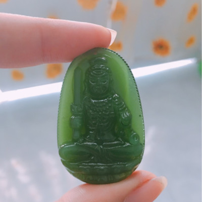 Mặt phật Bất Động Minh Vương thạch anh xanh 4.3cm - phật bản mệnh tuổi Dậu