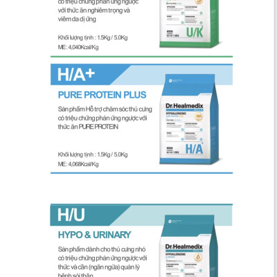1.5kg Thức ăn hạt khô cho chó viêm da chống dị ứng Dr. Healmedix Ultra K1000+ Plus Prunus Medical Rx