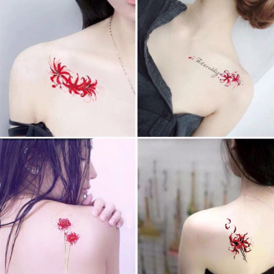 381 Hình Xăm Dán Tattoo Hoạ Tiết Hoa Bỉ Ngạn Hoa Hồng Cánh Bướm