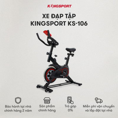 Xe đạp tập KINGSPORT KS-106 khung,  khung sườn chắc chắn, tích hợp đồng hồ đo lường chỉ số, cân nặng phù hợp từ dưới 70kg