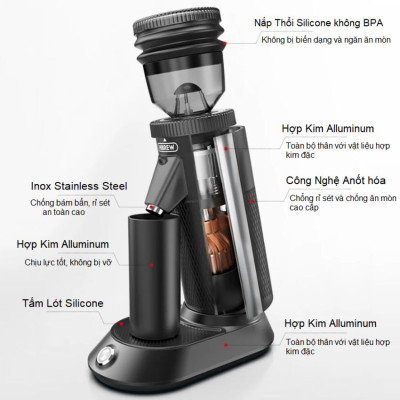 Máy xay cà phê Single Dose HiBREW G5 cao cấp, 36 cấp xay lưỡi cornical burr 48mm chuyên nghiệp, xay cafe siêu mịn - Hàng Nhập Khẩu
