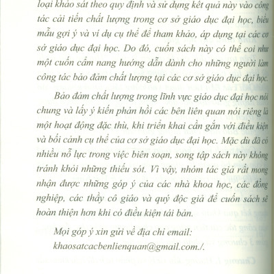 Hướng Dẫn Xử Lý Dữ Liệu, Lập Báo Cáo Và Sử Dụng Kết Quả Khảo Sát Lấy Ý Kiến Phản Hồi Từ Các Bên Liên Quan Vào Công Tác Cải Tiến Nâng Cao Chất Lượng Giáo Dục Đại Học (Quyển 2)
