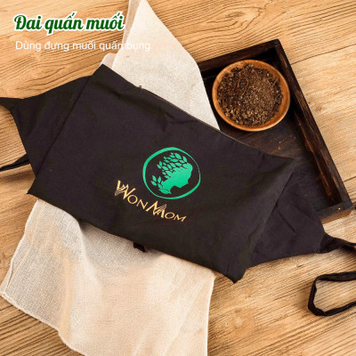 Liệu trình giảm eo sau sinh Wonmom ( 1 Hộp muối quấn bụng + 1 Dầu gừng + 1 Đai quấn muối + 1 Gen nịt bụng )