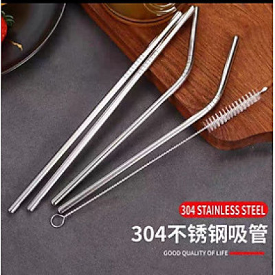 Bộ Ống Hút Inox 304 Trà Sữa + Ống Hút Sinh Tố + Cọ Làm  Sạch Ống Bộ Ống Hút inox 304 Cao Cấp