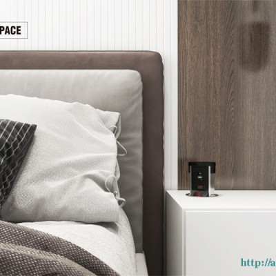 Ổ cắm điện âm bàn đảo bếp Sinoamigo STP-2AB/2Pu+Qi, tích hợp sạc không dây, loa bluetooth, cổng sạc USB-C