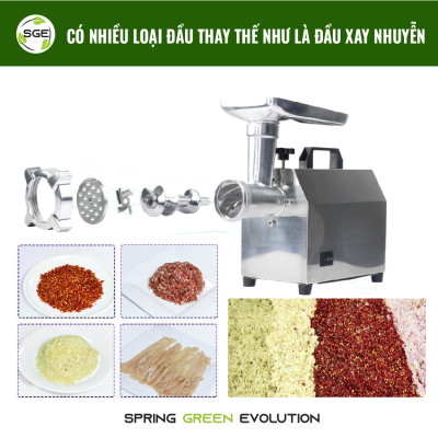 Máy Xay Thịt Công Nghiệp MGF. Xay, Cắt Đa Năng Cùng Lúc Với Nhiều Loại Đầu Cắt Thay Thế. Sử Dụng Đa Chế Độ. Tiết Kiệm Điện, Dùng 24/7, Tốc Độ Xay Cắt Nhanh. Hàng Nhập Khẩu Chính Hãng SGE Thái Lan