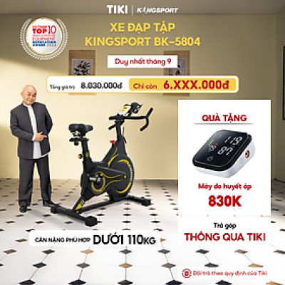 Xe đạp tập KINGSPORT BK-5804 kháng lực từ tính,  tích hợp đồng hồ đo lường chỉ số, cân nặng phù hợp từ dưới 100-110kg