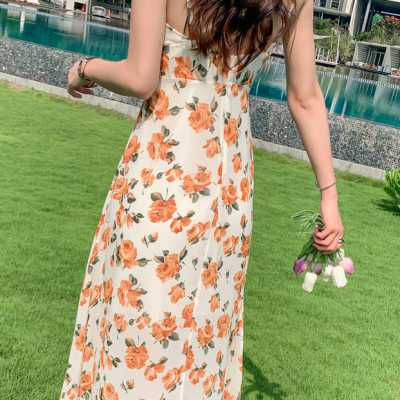Đầm maxi 2 dây dễ mặc, chất voan mềm mát, họa tiết hoa vàng nhẹ nhàng nữ tính | MX057