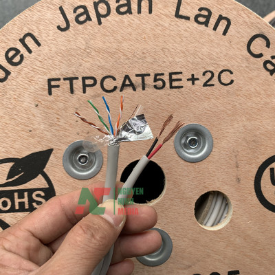 Dây Cáp Mạng Kèm Nguồn Cat5e FTP + 2C Golden Japan Bọc Bạc Chống Nhiễu - Hàng Chính Hãng (Bán Lẻ Mét)