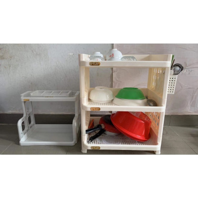 KỆ ĐA NĂNG 3 TẦNG KỆ ĐỰNG CHÉN BÁT CÓ GIỎ ĐỂ ĐŨA THÌA - KỆ NHÀ BẾP M5528