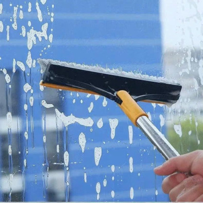 Combo 2 Chổi Chà Sàn Nhà Tắm Xoay 120 Độ - Thiết Kế Đầu Gạt Nước Và Đầu Chổi Quét Nhà Siêu Sạch (112 x23 cm) Làm Sạch