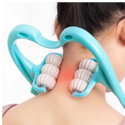 Dụng Cụ Massage Cột Sống Cổ Vai Cầm Tay 6 Con Lăn, Mát Xa Cổ Vai Gáy Máy Massage