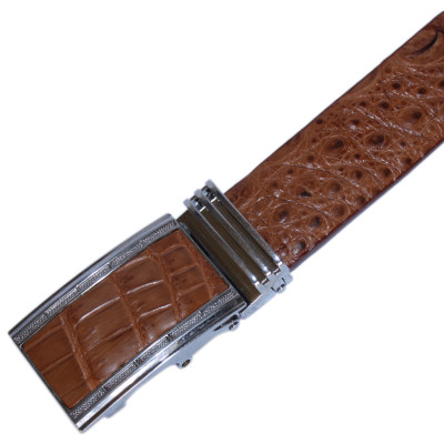 Thắt Lưng Nam Da Cá Sấu Gai Bụng Huy Hoàng HT4240 - Nâu Đỏ