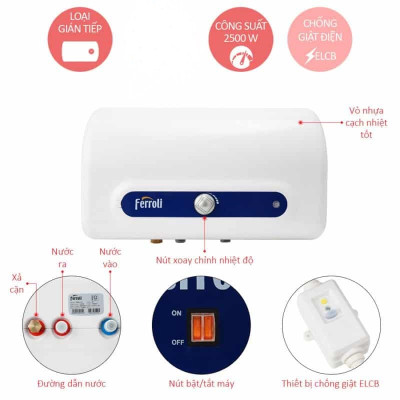Máy nước nóng gián tiếp Ferroli QQ AE 20 lít (2500W)-hàng chính hãng