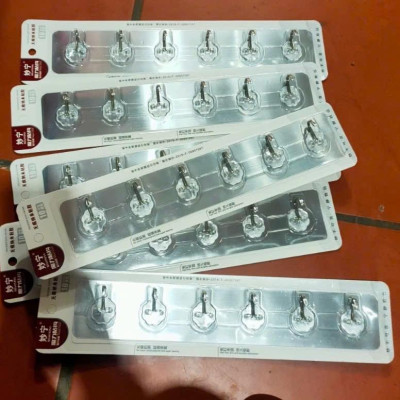 Combo 3 Móc Dán Tường Inox Dài 6 Móc Chịu Lực/Thanh 6 Móc Dán Tường Inox Dài Chịu Lực Treo Tường