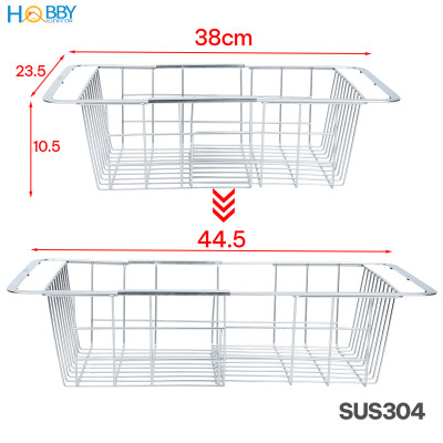 Khay đựng đồ gác chậu rửa chén co giãn inox 304 Hobby home decor KDC6