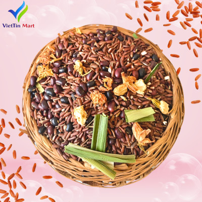 Trà gạo lứt, đậu đen xanh lòng, đậu đỏ, hoa nhài, lá dứa 1kg (đóng zip) VietTin Mart