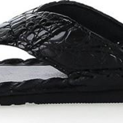 Dép da cá sấu Huy Hoàng kiểu đan màu đen HT7229