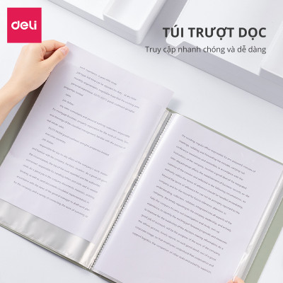File lá A4 đựng tài liệu nhiều ngăn Nusign Deli - Tệp đựng tài liệu 30/40 lá chất liệu PP cao cấp tiện lợi nhiều màu sắc